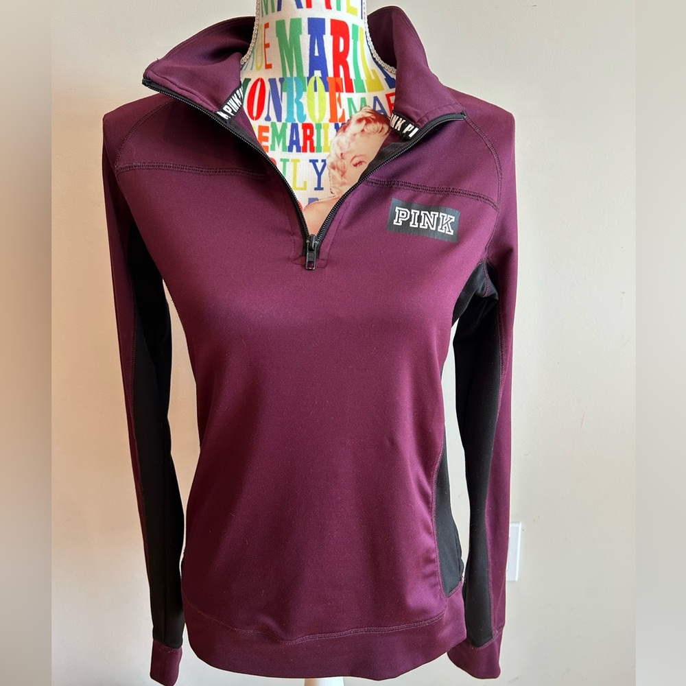 Victoria's Secret PINK Maroon Fitted Zippered Pullover